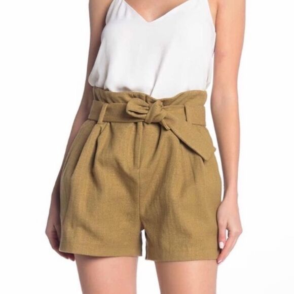 BA&SH | NEW The Nyle Tan High-Waisted Shorts with Belt Women’s Size X-Small - Picture 1 of 15